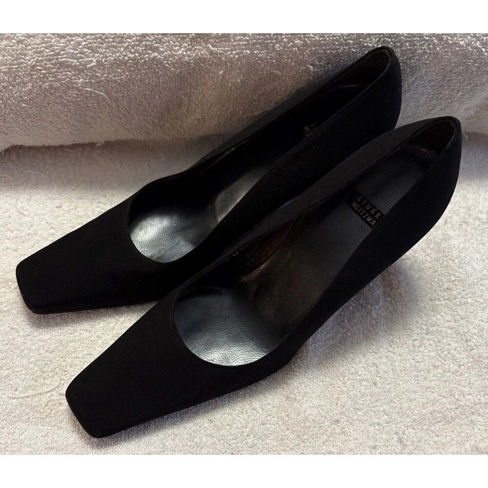 Stuart Weitzman Vintage Black Classic Pumps Fabric Designer Luxury Shoes  Sz 8 B